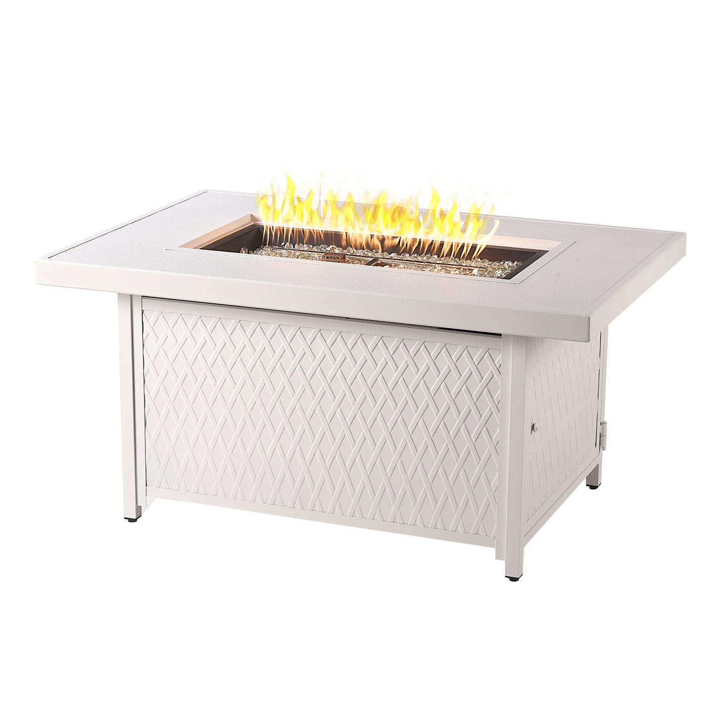 Aluminum 48-in Rectangular Propane Fire Table, Beads, Covers and Lid