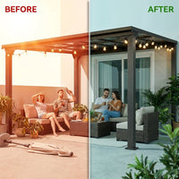 10 * 12FT Pergola,4 * 5 Inch Thickened Pillars & Enlarged Base,Outdoor Hardtop Lean to Gazebo,Wall Mounted Pergola,Pergolas Gazebos Clearance,Aluminum Frame Pergola,Uv Resistant Patio Roof — Before & After