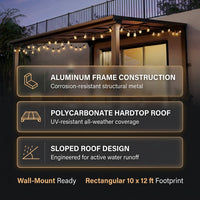 10 * 12FT Pergola,4 * 5 Inch Thickened Pillars & Enlarged Base,Outdoor Hardtop Lean to Gazebo,Wall Mounted Pergola,Pergolas Gazebos Clearance,Aluminum Frame Pergola,Uv Resistant Patio Roof — Results & Stats