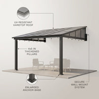 10 * 12FT Pergola,4 * 5 Inch Thickened Pillars & Enlarged Base,Outdoor Hardtop Lean to Gazebo,Wall Mounted Pergola,Pergolas Gazebos Clearance,Aluminum Frame Pergola,Uv Resistant Patio Roof — infographic