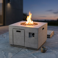 34 Inch Square Concrete Propane Fire Pit Table with Lava Rocks and Cover 50,000 BTU — Studio Shot