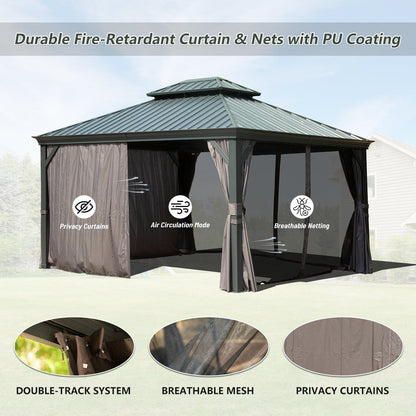10' x 12' Hardtop Gazebo Outdoor Metal Gazebo