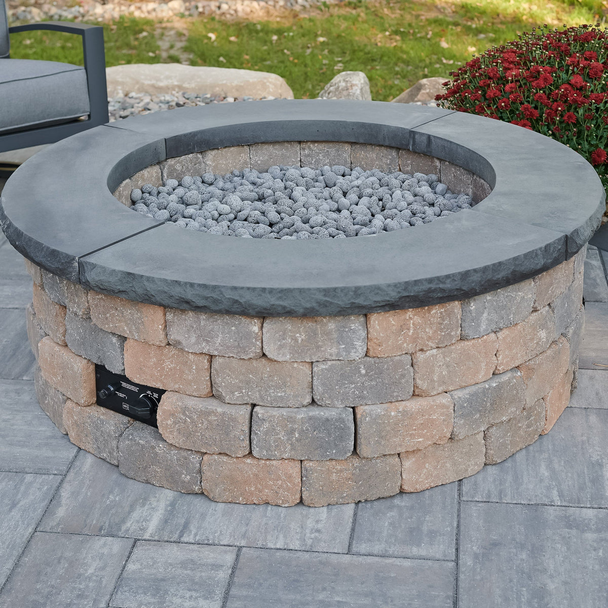 Bronson Block Round Gas Fire Pit Kit