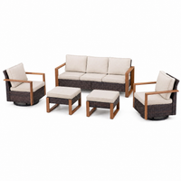 Outdoor Patio Furniture Set Built for All-Weather Entertaining, 5 Piece Deep Seating, Swivel Rockers, Fire Pit