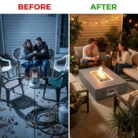 Concrete Fire Pit Table - Rectangular — Before & After