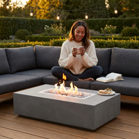 Concrete Fire Pit Table - Rectangular — Lifestyle