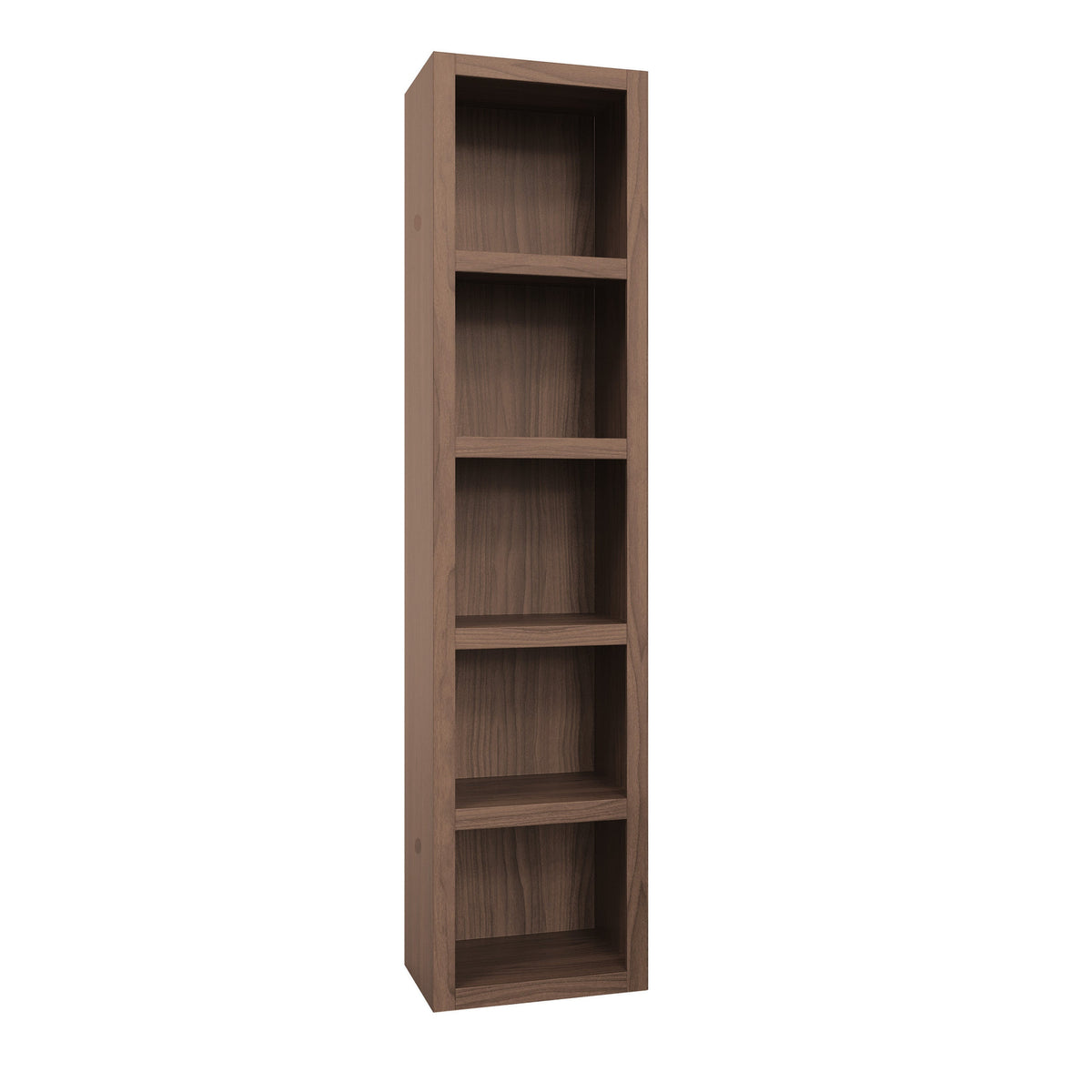 Easy-Lift Queen Murphy Wall Bed in Brown Wood Grain with Two Bookshelves