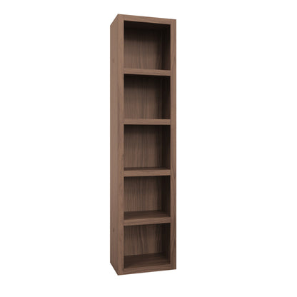 Easy-Lift Full Murphy Wall Bed in Natural Brown Wood Grain with Bookshelf