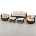 Outdoor Patio Furniture Set Built for All-Weather Entertaining, 5 Piece Deep Seating, Swivel Rockers, Fire Pit
