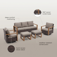 Luxury Outdoor Wicker Patio Furniture Set,5 Piece Deep Seating Outdoor Conversation Set with Patio Swivel Rocker Patio Chairs,Rattan Couch and Ottomans for Deck Porch Poolside — infographic