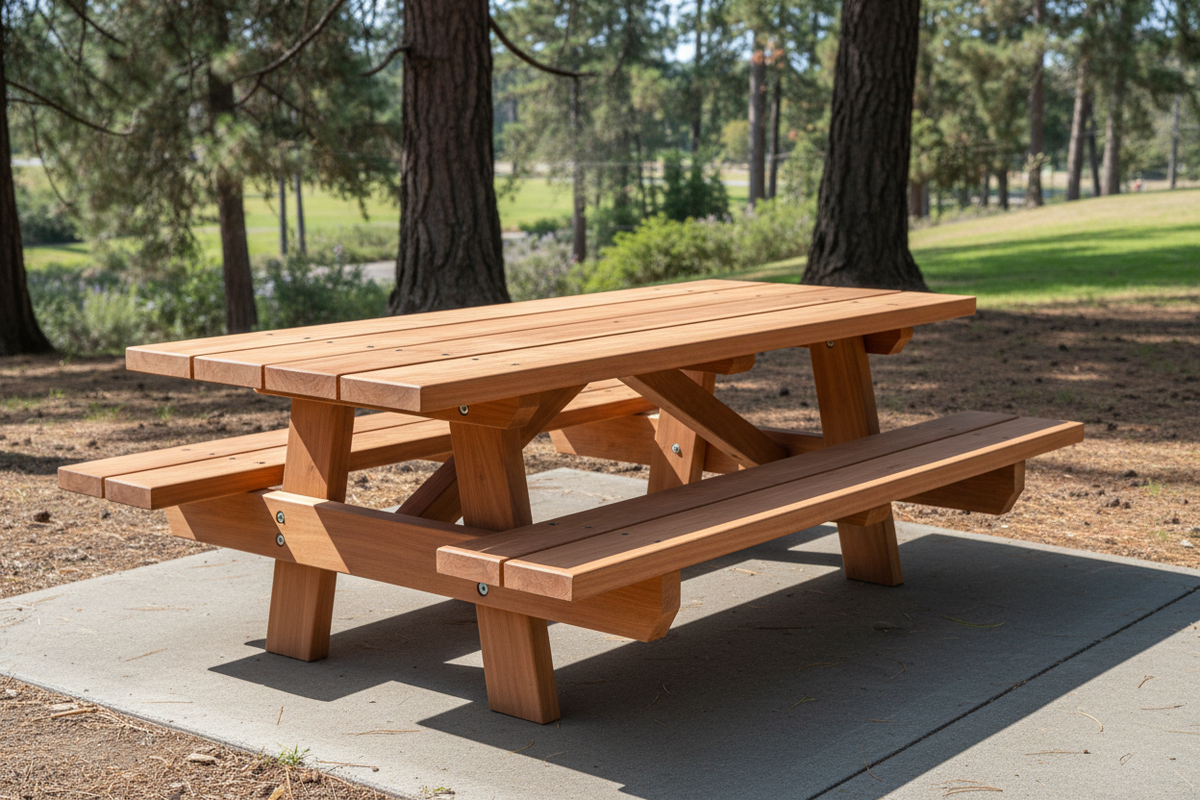 Super Deck Redwood Picnic Table