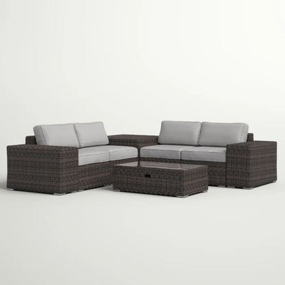 Modern Patio Rattan Sectional Set With Cushions