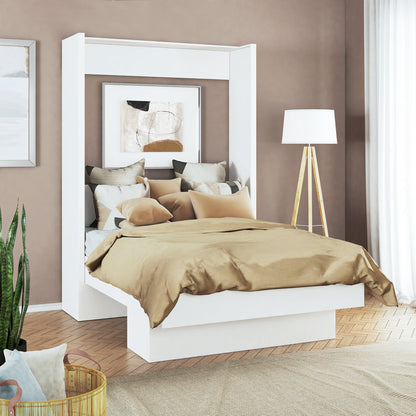 Easy-Lift Full Murphy Wall Bed in White with Shelf