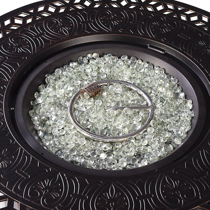 Aluminum 44-in Round Propane Fire Table with Beads, Covers and Lid