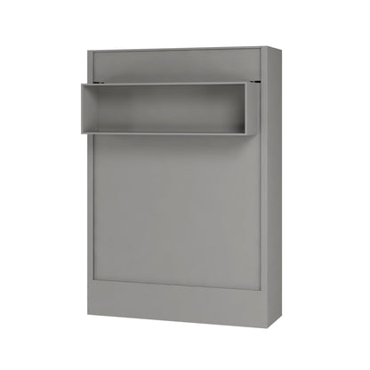 Easy-Lift Full Murphy Wall Bed in Grey with Shelf