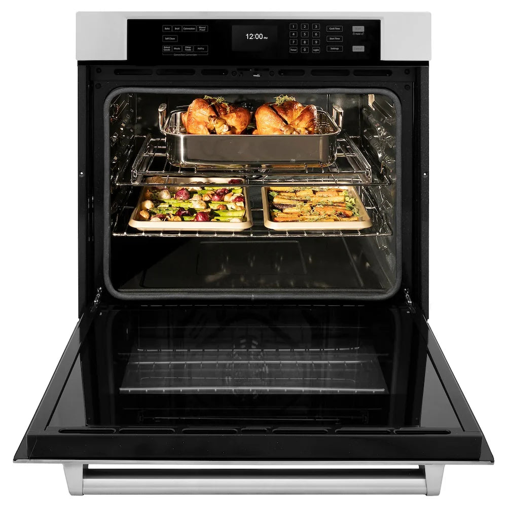 ZLINE Kitchen Package Refrigerator, Rangetop, Wall Oven, Microwave 4KPR-RT30-MWAWS
